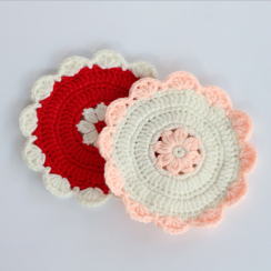 10 Pcs Crochet Knitted Flower Pattern Placemats