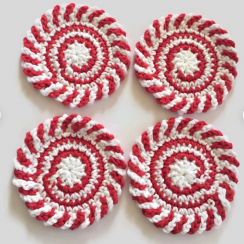 20 Pcs Red and White Swirl Knitted Placemats