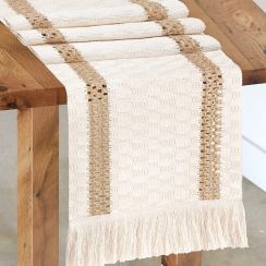 Sale with 4Pcs Cream Beige Boho Table Runner with Tassels 3 styles