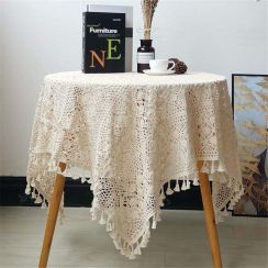 Vintage Crochet Tablecloths Lace Doilies Cotton Square Table Cover 10Pcs