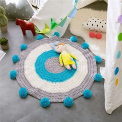 Wholesale With 2pcs Kids Playing Carpet Knit Crochet Rug Round Carpet