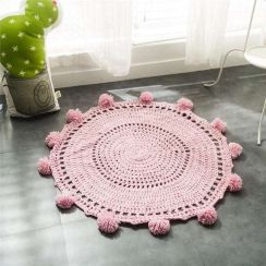 Wholesale Knit Crochet Rug Round Carpet 4 Colors Pack of 2