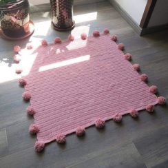 Wholesale with 5Pcs Square Soft Handmade Cotton Yarn Crochet Rug