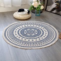 Wholesale with 2Pcs Round Flat Woven Hand Knitting Carpets cotton Picnic Rug