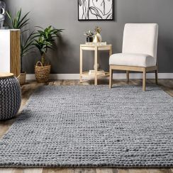 120Lx96W Inch Grey Wool Area Rug