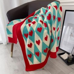 Red Knitted Soft Geometric Throw Blanket 50x60 Inch Pack of 4